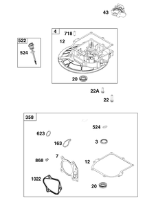 Crankcase Cover/Sump And Lubrication Group Diagram and Parts List for 8P502-0134-H1  Briggs and Stratton Engine
